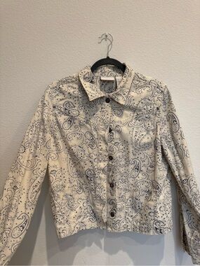 Liz Claiborne Women’s Cream Paisley Button-Up Jacket